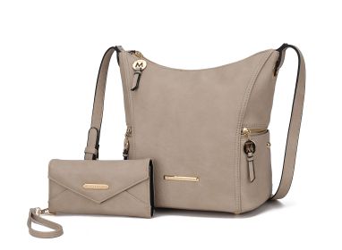 MKF Collection Lux Hobo Bag with Wallet by Mia K (Material: Vegan Leather, Color: Taupe)