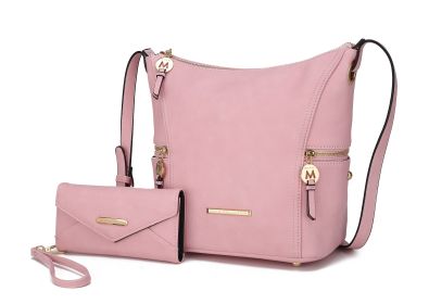 MKF Collection Lux Hobo Bag with Wallet by Mia K (Material: Vegan Leather, Color: pink)