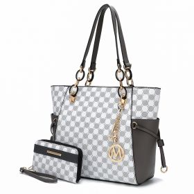 MKF Collection Xenia Circular Print Tote Bag with Wallet by Mia K (Material: Vegan Leather, Color: Charcoal)