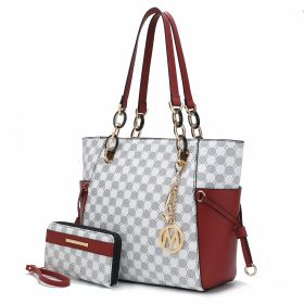 MKF Collection Xenia Circular Print Tote Bag with Wallet by Mia K (Material: Vegan Leather, Color: Red)