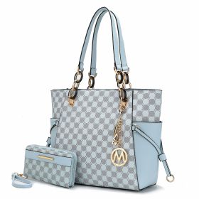 MKF Collection Xenia Circular Print Tote Bag with Wallet by Mia K (Material: Vegan Leather, Color: Lt Blue)