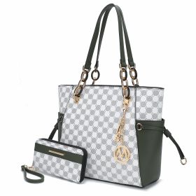 MKF Collection Xenia Circular Print Tote Bag with Wallet by Mia K (Material: Vegan Leather, Color: Olive)