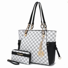 MKF Collection Xenia Circular Print Tote Bag with Wallet by Mia K (Material: Vegan Leather, Color: Black)