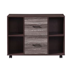 2-Drawer Black Oak Wood 35.43 in. W Lateral File Cabinet (Colour: PWS-PD2411-WNT)