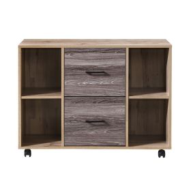 2-Drawer Black Oak Wood 35.43 in. W Lateral File Cabinet (Colour: PWS-PD2411-OAK)
