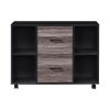2-Drawer Black Oak Wood 35.43 in. W Lateral File Cabinet