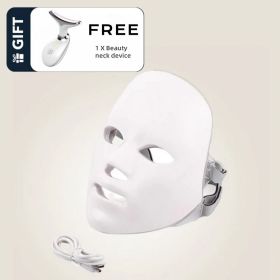 Skin Care Led Mask 7 Colours LED Light Therapy Face Beauty Deviteces Skin Rejuvenation Home Face Lifting Whining Beauty Device with Free Gift (quantity: 1, Color: White)