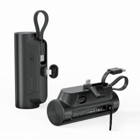 Portable Charger with Built in Cables, Portable Charger with Cords Wires Slim 8000mAh Travel Essentials Battery High Speed Power Bank for iPhone (Color: Black)