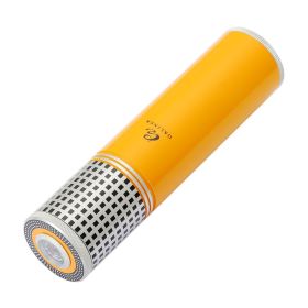 Galiner Metal Jar Cigar Humidor New Travel Portable Fit 4 Cigars Tube Case With Humidifier Cigar Hygrometer (Color: DC-03G-Y)
