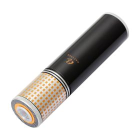 Galiner Metal Jar Cigar Humidor New Travel Portable Fit 4 Cigars Tube Case With Humidifier Cigar Hygrometer (Color: DC-03G-B)
