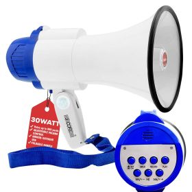 5 Core Megaphone Bullhorn Speaker 30W Bull Horn Battery Power Mini Cheer Megafono 800 Feet Range Loudspeaker W Siren Recording Ergonomic Handle for Co (8R: 8R)