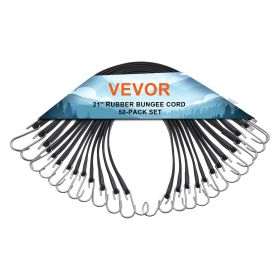 VEVOR 50 Pcs Flat Bungee Cord Set 19.8 mm Heavy Duty Bungee Straps with S-Hook (Default: Default)