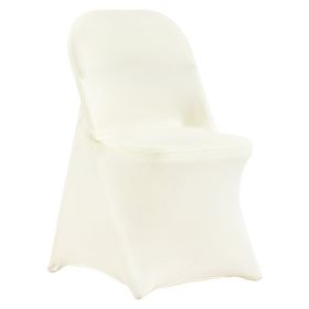 VEVOR Stretch Spandex Folding Chair Covers, Universal Fitted Chair Cover, Removable Washable Protective Slipcovers, for Wedding, Holiday, Banquet (quantity: 50 pcs, Color: Ivory White)