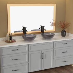 Above Counter Artistic Tempered Glass Bathroom Sink Transparent Counter Top Bathroom Single Bowl Vessel Basin (Color: Grey + Tempered Glass + Bathroom)