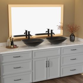 Above Counter Artistic Tempered Glass Bathroom Sink Transparent Counter Top Bathroom Single Bowl Vessel Basin (Color: Black + Tempered Glass + Bathroom)