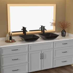 Above Counter Artistic Tempered Glass Bathroom Sink Transparent Counter Top Bathroom Single Bowl Vessel Basin (Color: Matte Black + Tempered Glass + Bathroom)