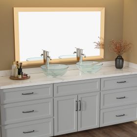 Above Counter Artistic Tempered Glass Bathroom Sink Transparent Counter Top Bathroom Single Bowl Vessel Basin (Color: Clear + Tempered Glass + Bathroom)