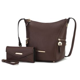 MKF Collection Lux Hobo Bag with Wallet by Mia K (Material: Vegan Leather, Color: Coffee)