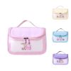 Custom logo wholesale travel waterproof happy too cosmetic bag pu pvc hanging clear washbag with visible window