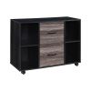 2-Drawer Black Oak Wood 35.43 in. W Lateral File Cabinet