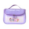Custom logo wholesale travel waterproof happy too cosmetic bag pu pvc hanging clear washbag with visible window