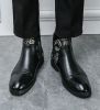 Autumn new men's Chinese style Chelsea boots Fashion personality trend embroidered leather boots for men